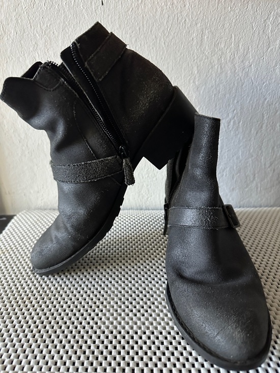 Cole Haan Shoes - Black Leather Ankle Boots with Side Zip and Strap